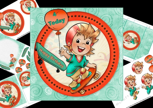 7x7 skateboard boy birthday mini kit