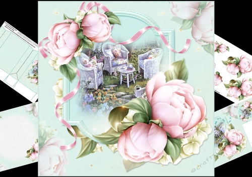 8x8 tea in an English country garden with peony 2 mini kit