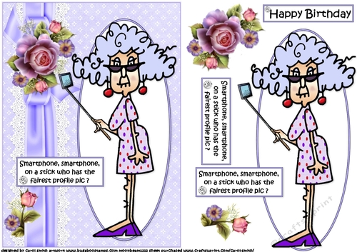 Stella with her selfie stick quick card