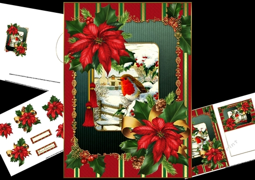 Poinsettia and holly Christmas