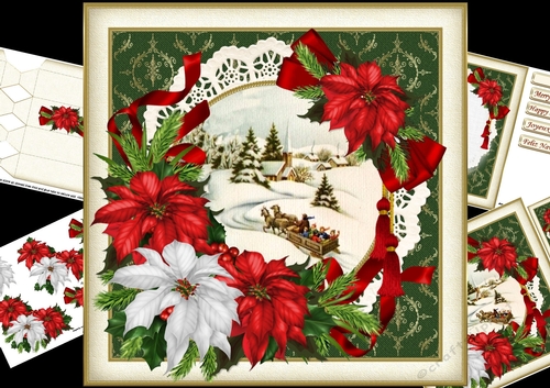 8x8 vintage Christmas church scene 2 mini kit