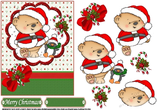 Santa Ted and penguin go for a walk