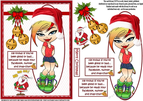 Teen Diva and Santa quick card