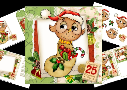 7x7 Owl brings Christmas joy mini kit