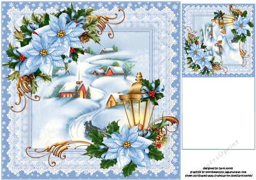 8x8 blue Christmas scene 2 mini kit