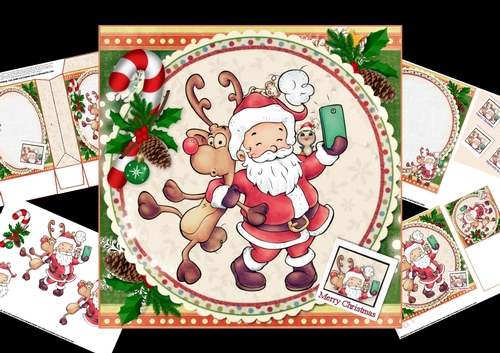 Santa and friends take a selfie mini kit