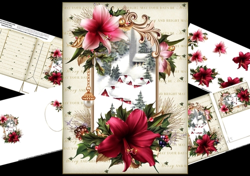 Christmas amaryllis with snowy scene mini kit 1