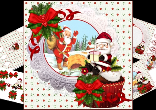 8x8 Santa cupcake Christmas mini kit