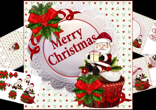 8x8 Santa cupcake Christmas 2 mini kit