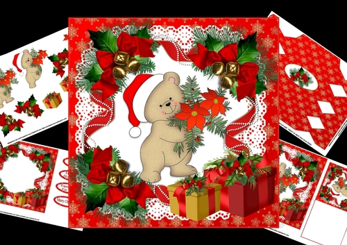 7x7 poinsettia bear mini kit