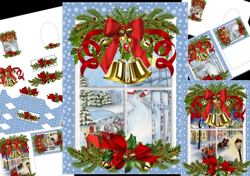 vintage sleigh ride through the window choice of scenes mini kit