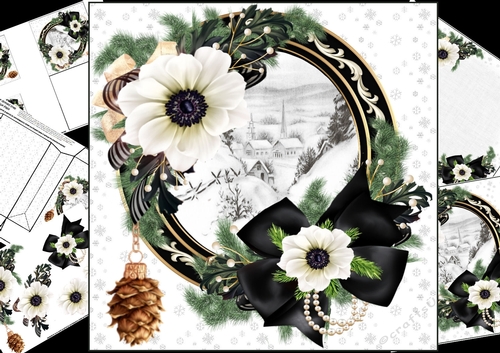 8x8 black white and gold Christmas mini kit 1