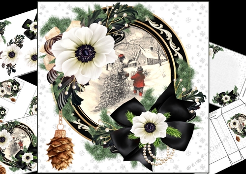 8x8 black white and gold Christmas mini kit 2