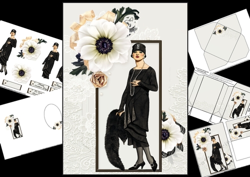 Vintage Gatsby lady mono chrome mini kit