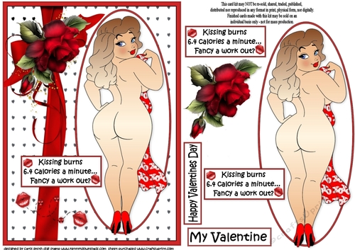 foxy lady Valentine kisses quick card