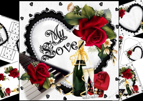 8x8 champagne and roses for my love mini kit