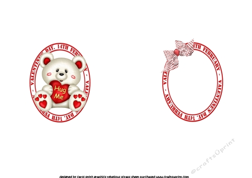 Valentine bear sending hugs and kisses