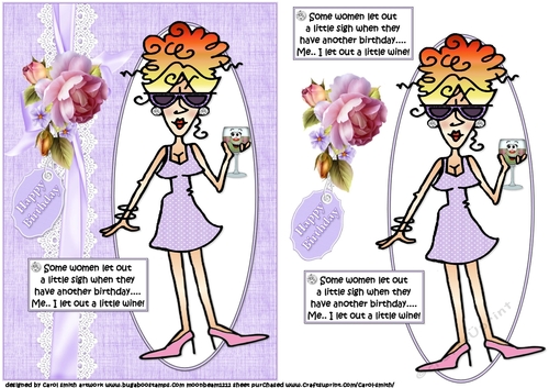 Rita lets out a little wine for her birthday quick card