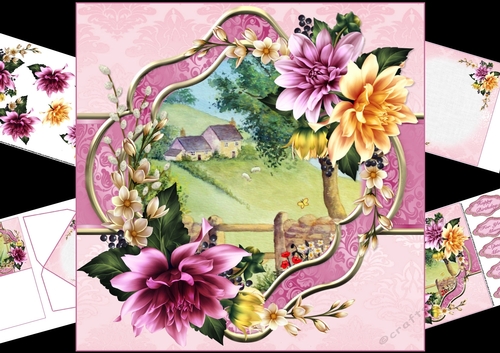 8x8 Cotswold farm with dahlia mini kit