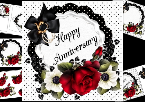 8x8 monochrome happy anniversary with roses mini kit