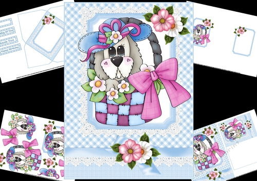 Poppy in the flower basket birthday/thank you mini kit