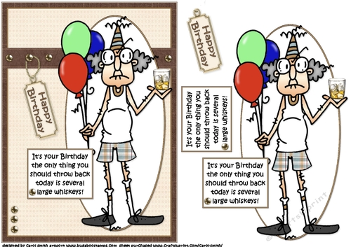 Gus has a drink or two on his birthday quick card