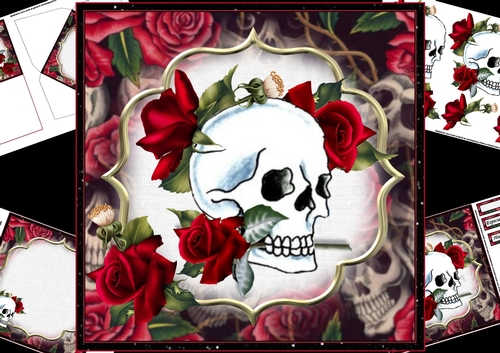 8x8 Skull with roses goth mini kit