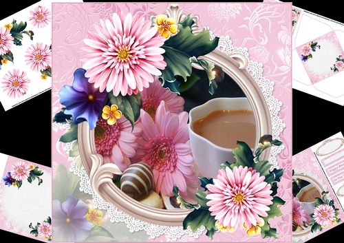 8x8 Summer flowers with tea and flowers mini kit