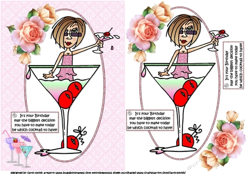 J.J has cocktails for her birthday quick card