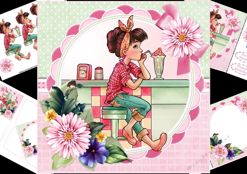 8x8 Retro sweet teen girl mini kit
