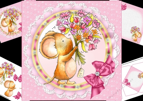 8x8 little mouse with flowers for you mini kit