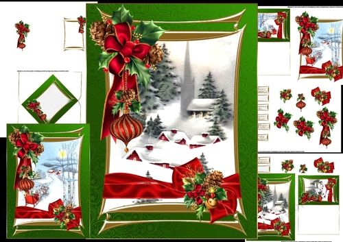 Ribbon wrap Christmas choice of 2 scenes mini kit 2