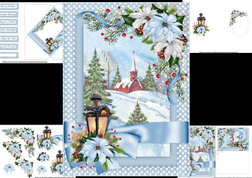 Christmas ribbon wrap church scene 1