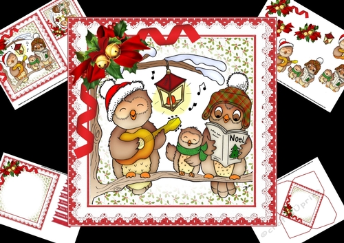 7x7 The Owl family Christmas Carol mini kit 2