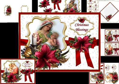 Festive amaryllis with Madona and child choice of scenes mini kit