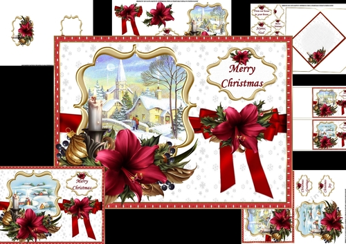 Festive amaryllis with Christmas scene choice of scenes mini kit