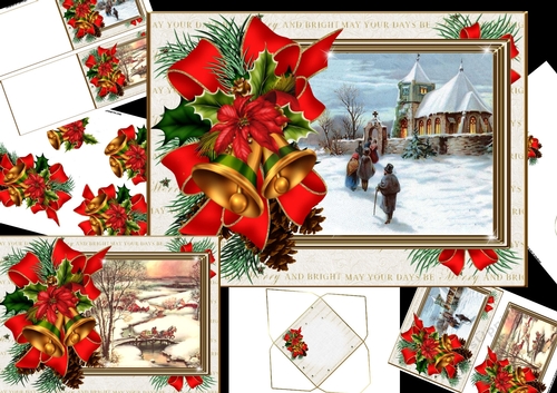 vintage Christmas choice of scenes mini kit