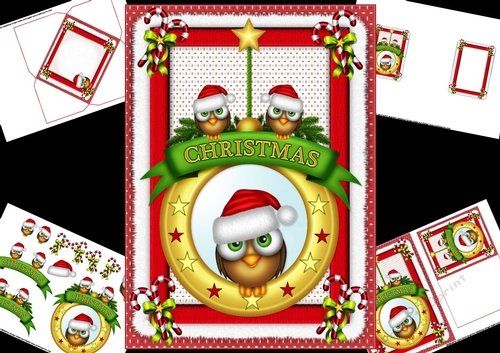 Swinging owl Christmas wishes mini kit