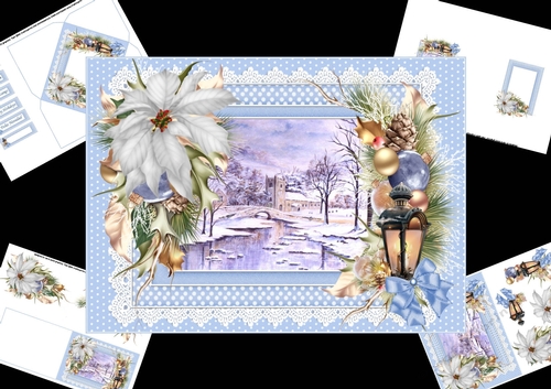 Church in snow watercolour scene mini kit