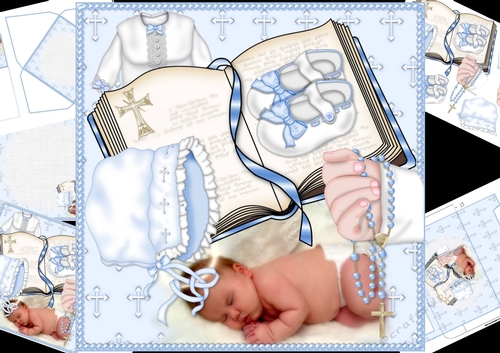 8x8 sweet angel boy Christening day mini kit
