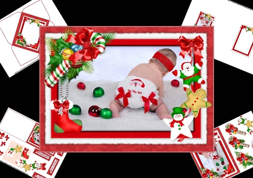 Baby girls first Christmas buttons and bows mini kit