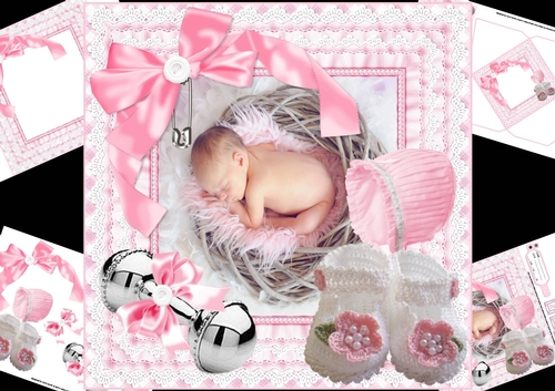8x8 new baby girl in basket mini kit