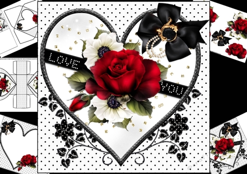 8x8 monochrome love you heart anniversary/valentine mini kit
