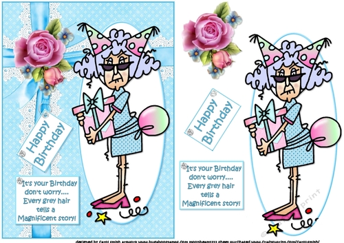 Stella and her gray hair quick card