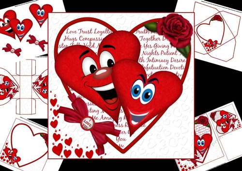 7x7 two happy hearts Valentines mini kit