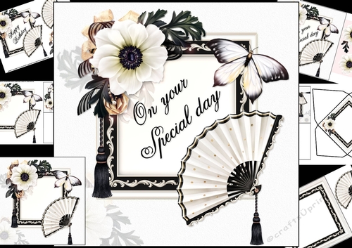 8x8 monochrome fan with flowers mini kit