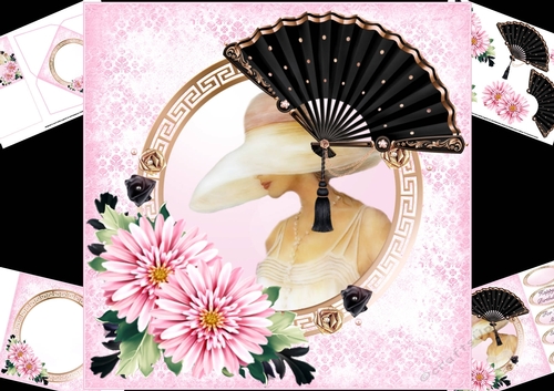 8x8 Black fan with flowers mini kit