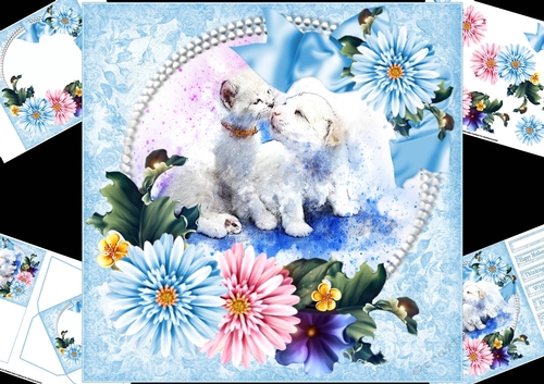 8x8 Sweet kitten and puppy  mini kit