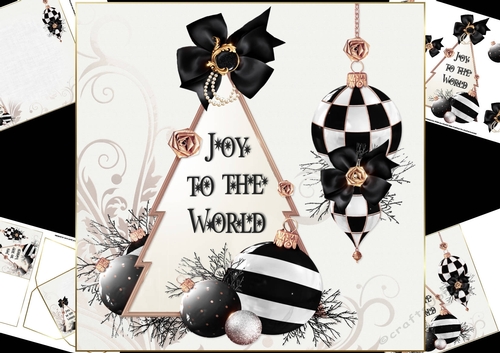 8x8 black and white Joy to the world Christmas mini kit