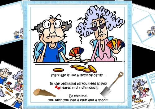 8x8 Stella and Gus marriage and a deck of cards mini kit